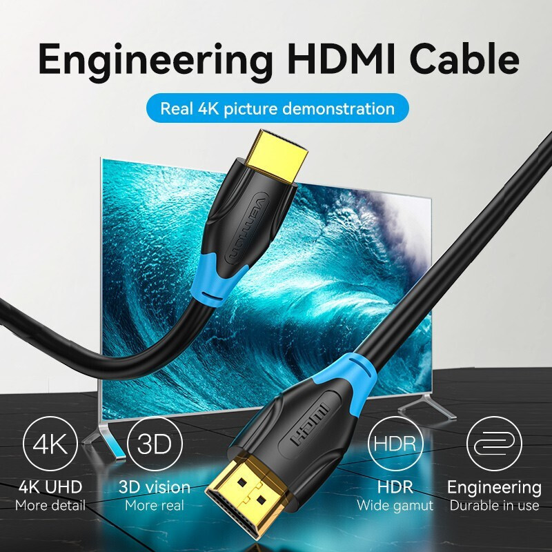 Vention HDMI 2.0 Cable HDMI male - HDMI male 5m Μαύρο (AACBJ) - Image 5