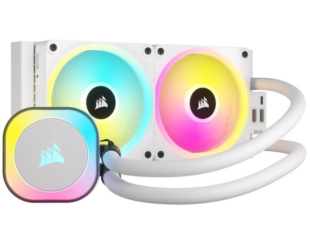 Corsair ICUE Link H100i Υδρόψυξη Επεξεργαστή Διπλού Ανεμιστήρα 120mm για Socket AM4/AM5/1700/1200/115x με RGB Φωτισμό Λευκή