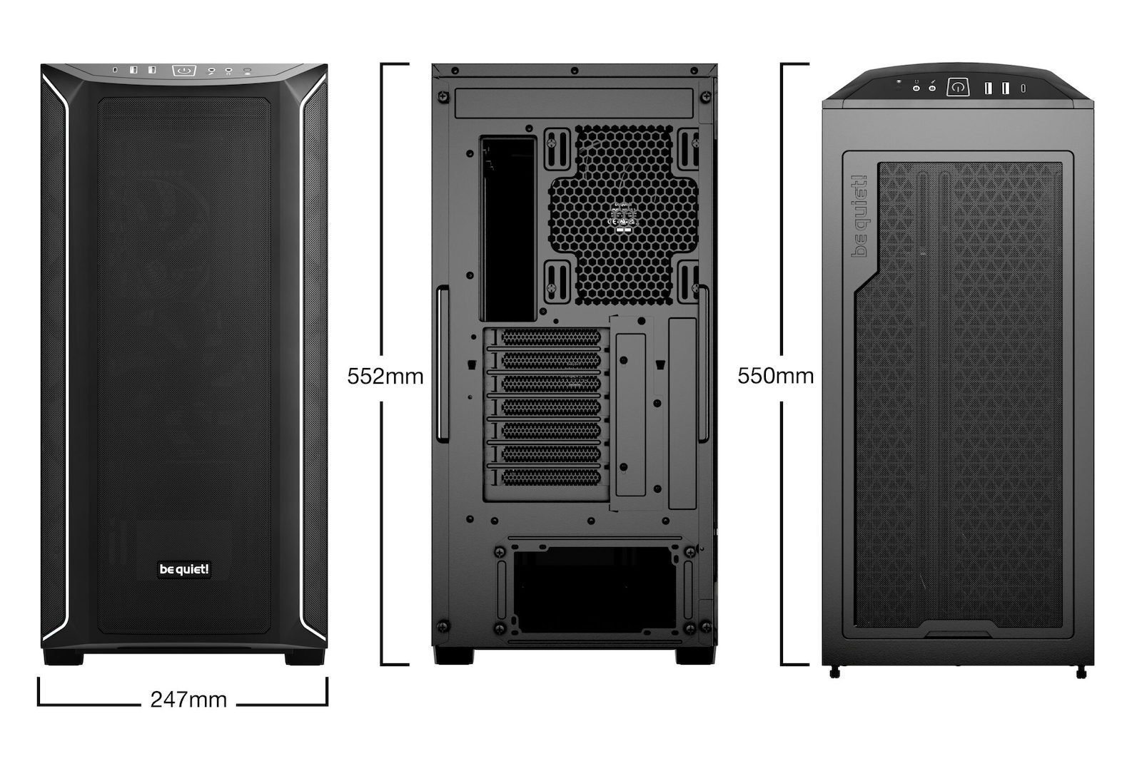 Be Quiet Shadow Base 800 DX Gaming Midi Tower Κουτί Υπολογιστή με Πλαϊνό Παράθυρο και RGB Φωτισμό Μαύρο - Image 3