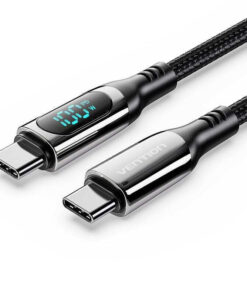 Vention LED USB 2.0 Cable USB-C male - USB-C 100W Μαύρο 1.2m (480MBPS)