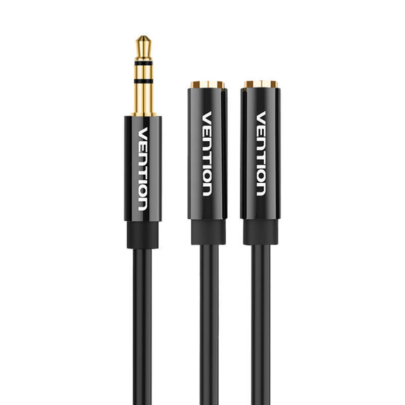 Vention Καλώδιο 3.5mm male - 2x 3.5mm female Μαύρο 0.3m (056454)
