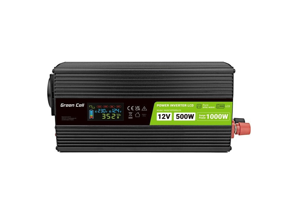 Green Cell Inverter Αυτοκινήτου Καθαρού Ημιτόνου για 12V DC 500W/10000W - Image 4