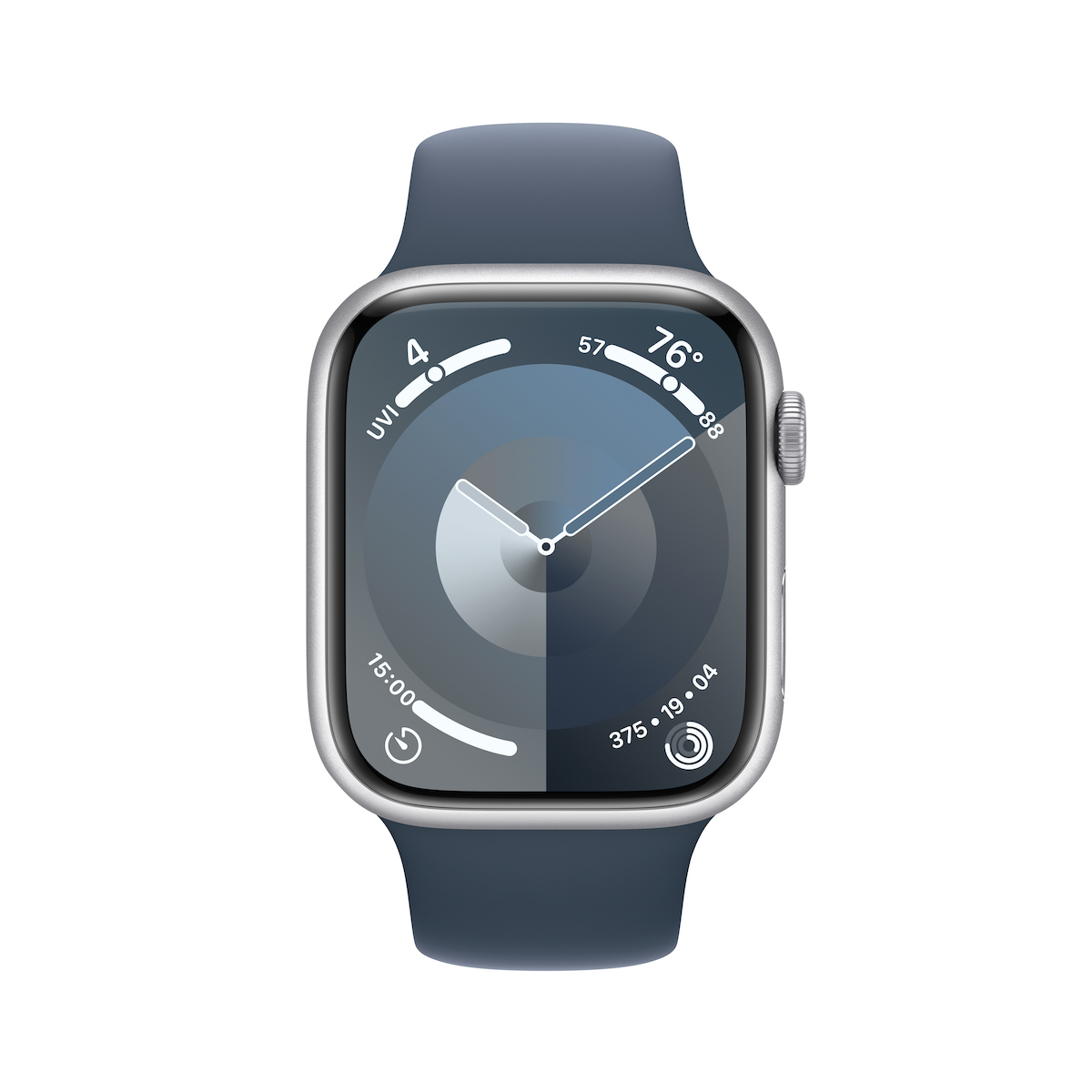 Apple Watch Series 9 Aluminium 45mm Αδιάβροχο με Παλμογράφο (Silver με Storm Blue Sport Band (M/L)) - Image 2