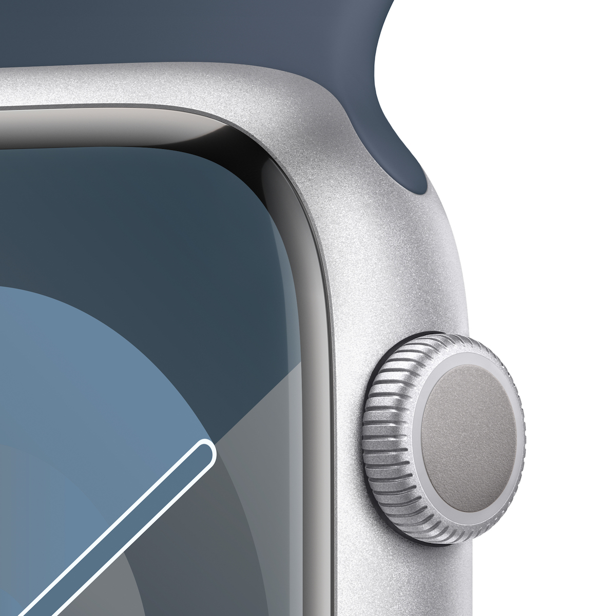 Apple Watch Series 9 Aluminium 45mm Αδιάβροχο με Παλμογράφο (Silver με Storm Blue Sport Band (M/L)) - Image 3