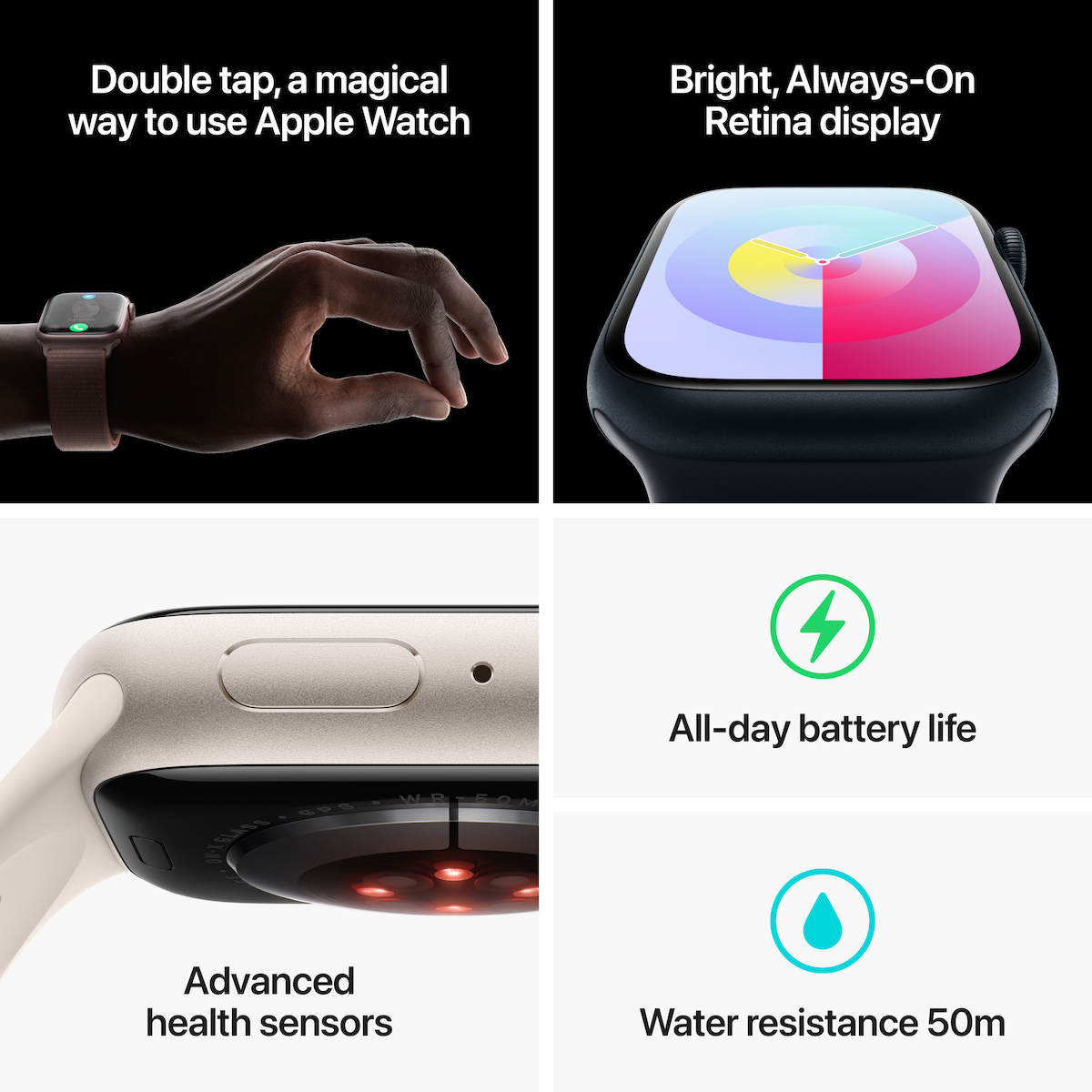 Apple Watch Series 9 Aluminium 45mm Αδιάβροχο με Παλμογράφο (Silver με Storm Blue Sport Band (M/L)) - Image 9
