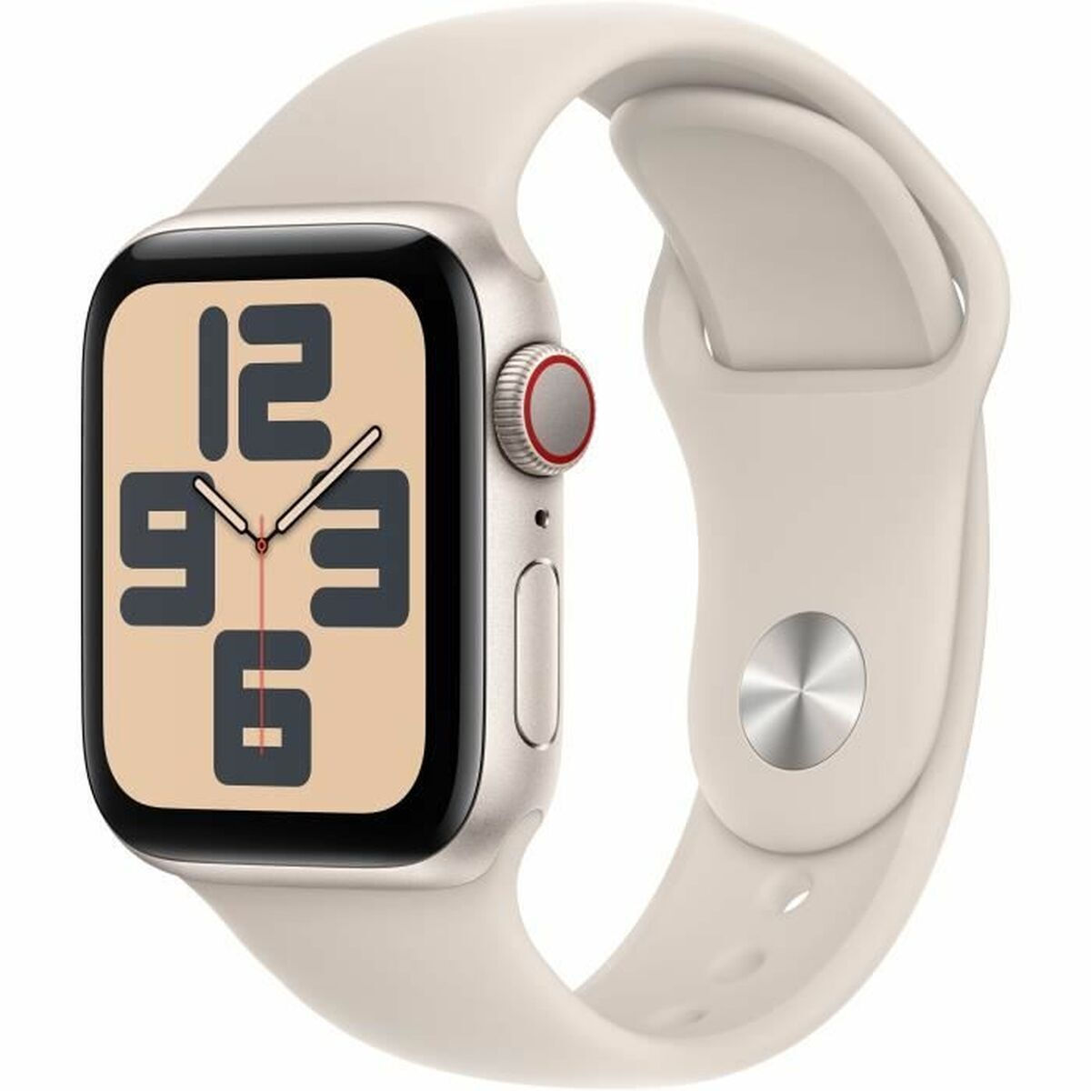 Apple Watch SE 2023 Cellular Aluminium 40mm Αδιάβροχο με eSIM και Παλμογράφο (Starlight με Starlight Sport Band (S/M))