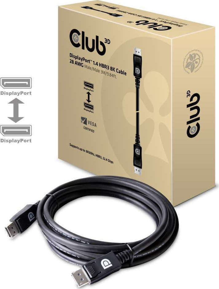 3M Cable DisplayPort male - DisplayPort male 3m Μαύρο (77493)