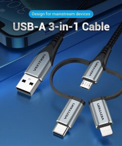 Alternative view of Vention USB to micro USB / Type-C / Lightning Cable Γκρι 1m (S9908504)