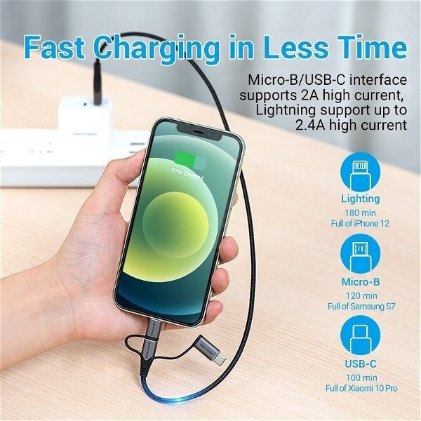 Vention USB to micro USB / Type-C / Lightning Cable Γκρι 1m (S9908504) - Image 5