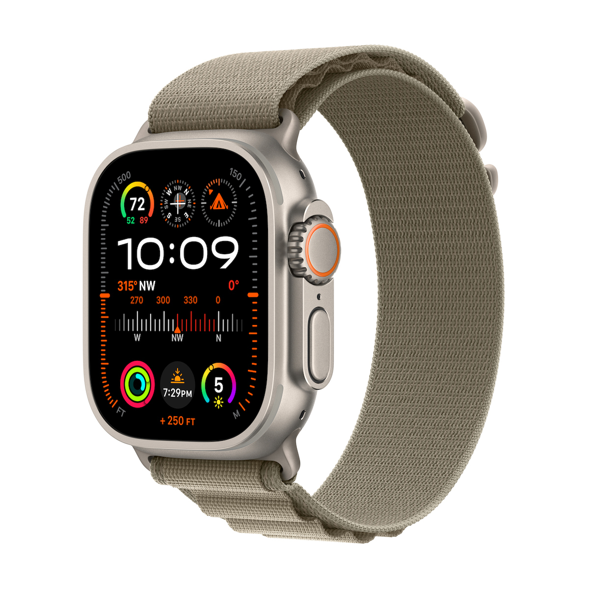 Apple Watch Ultra 2 Titanium 49mm Αδιάβροχο με eSIM και Παλμογράφο (Olive Alpine Loop - Small) - Image 9