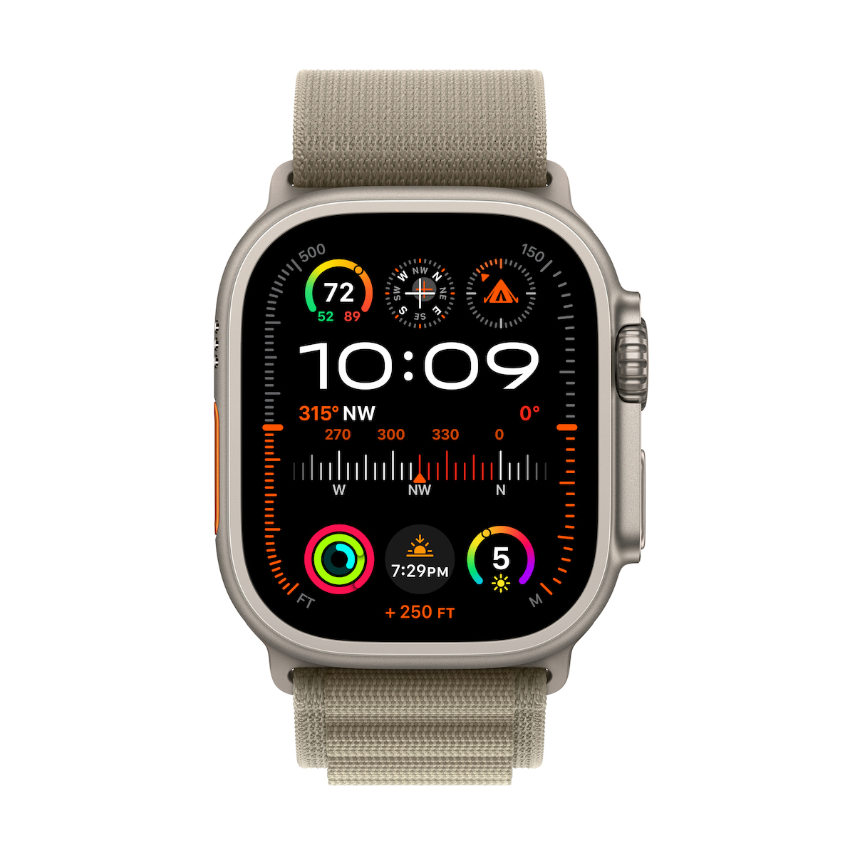 Apple Watch Ultra 2 Titanium 49mm Αδιάβροχο με eSIM και Παλμογράφο (Olive Alpine Loop - Large)