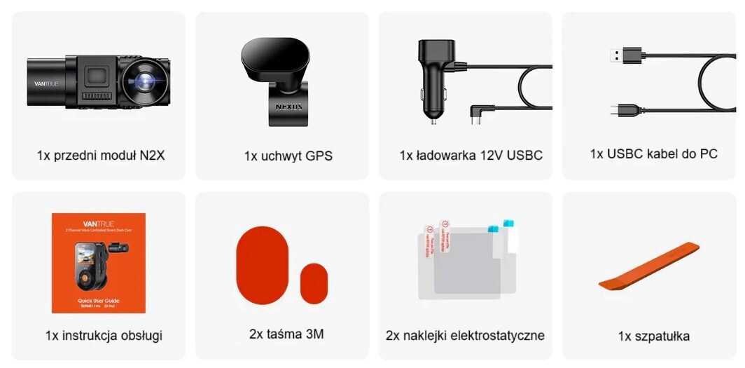 Vantrue Σετ Κάμερα DVR Αυτοκινήτου 1080P WiFi, GPS για Παρμπρίζ με Αυτοκόλλητο & Κάμερα Οπισθοπορείας - Image 2