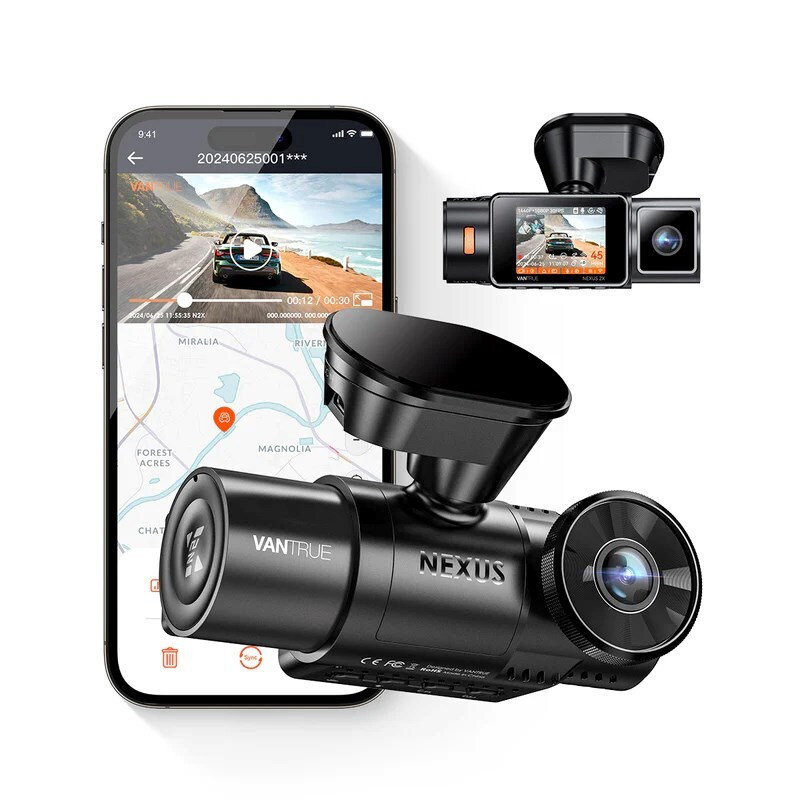 Vantrue Σετ Κάμερα DVR Αυτοκινήτου 1080P WiFi, GPS για Παρμπρίζ με Αυτοκόλλητο & Κάμερα Οπισθοπορείας - Image 3