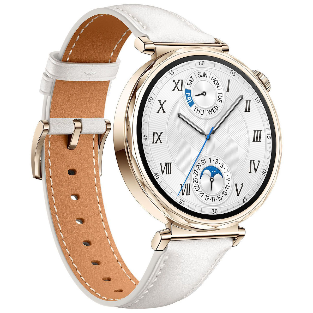 Huawei Watch GT 5 41mm Αδιάβροχο με Παλμογράφο (White Leather Strap) - Image 3