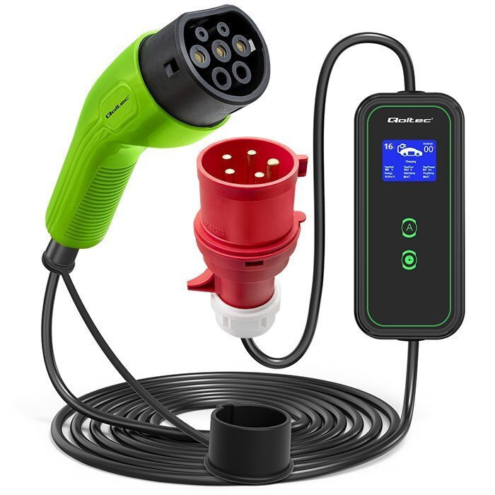 Qoltec Φορητός Τριφασικός Σταθμός Φόρτισης 11kW με Ενσωματωμένο Καλώδιο Type 2 (52475)