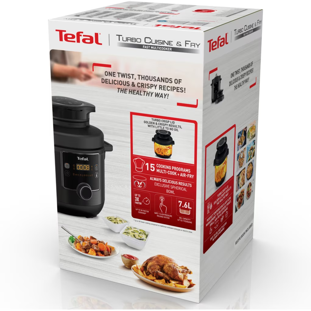 Tefal Turbo Cuisine And Fry CY778830 Πολυμάγειρας 1200W με Χωρητικότητα 7.6lt Ασημί - Image 3