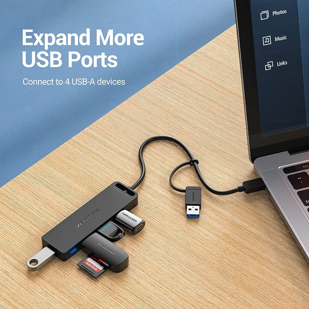 Vention USB 3.0 Hub 4 Θυρών με σύνδεση USB-C (CHTBB) - Image 5