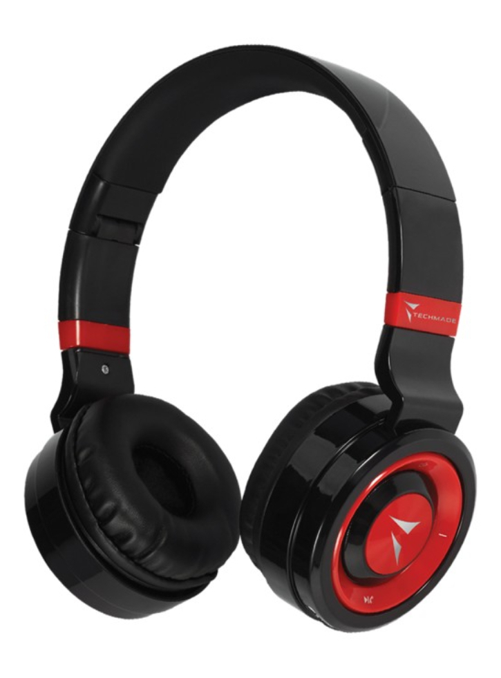 Techmade Ασύρματα Bluetooth On Ear Ακουστικά με Ραδιόφωνο με 8 ώρες Λειτουργίας Black/Red