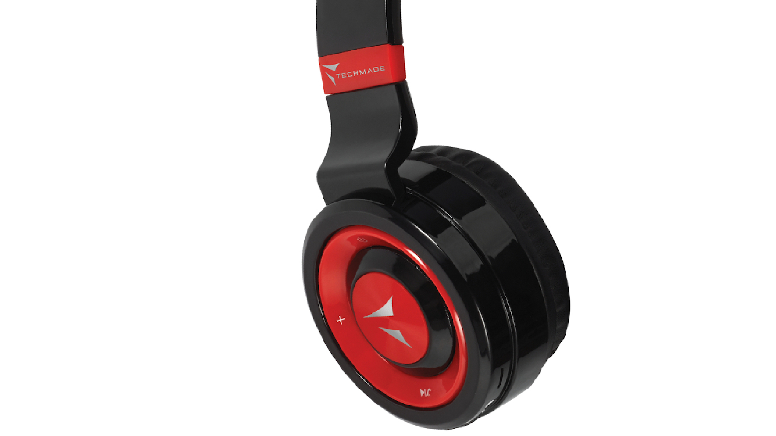 Techmade Ασύρματα Bluetooth On Ear Ακουστικά με Ραδιόφωνο με 8 ώρες Λειτουργίας Black/Red - Image 2