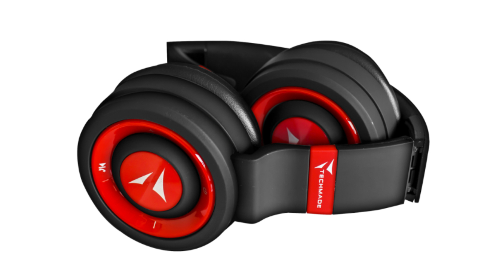 Techmade Ασύρματα Bluetooth On Ear Ακουστικά με Ραδιόφωνο με 8 ώρες Λειτουργίας Black/Red - Image 3
