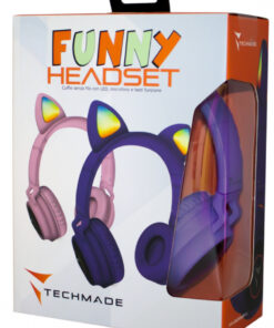 Techmade Ασύρματα / Ενσύρματα On Ear Ακουστικά Μωβ