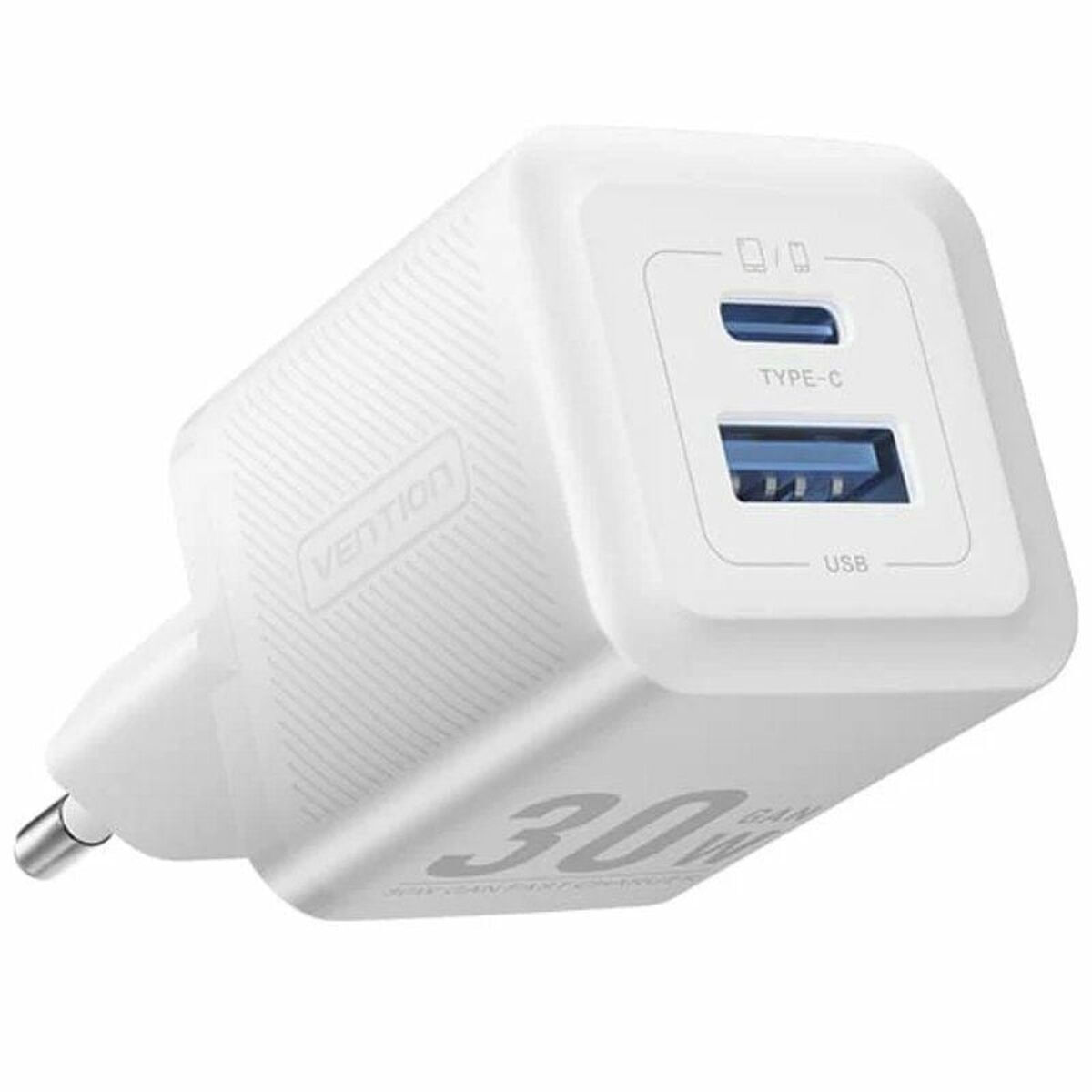 Vention Φορτιστής Χωρίς Καλώδιο GaN με Θύρα USB-A και Θύρα USB-C 30W Λευκός (FEQW0-EU)