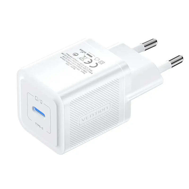 Vention Φορτιστής Χωρίς Καλώδιο GaN με Θύρα USB-C 20W Λευκός (FEPW0-EU) - Image 2