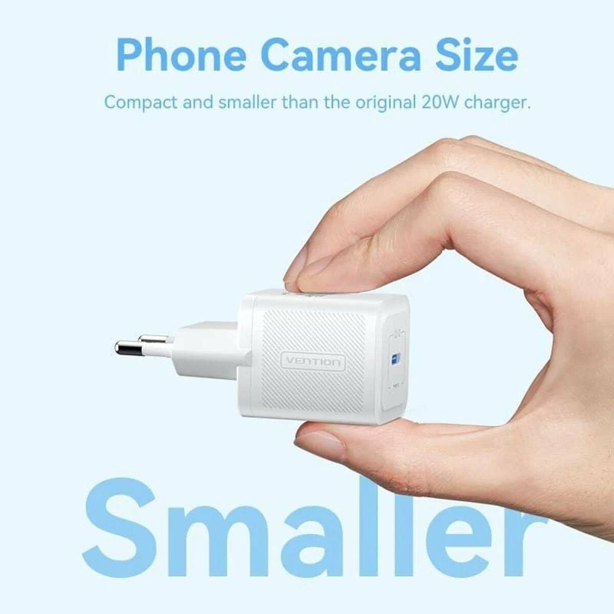 Vention Φορτιστής Χωρίς Καλώδιο GaN με Θύρα USB-C 20W Λευκός (FEPW0-EU) - Image 5