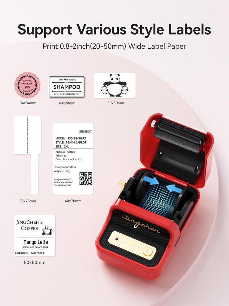 Niimbot B21s Ηλεκτρονικός Ετικετογράφος Χειρός σε Κόκκινο Χρώμα B21S-RED - Image 3