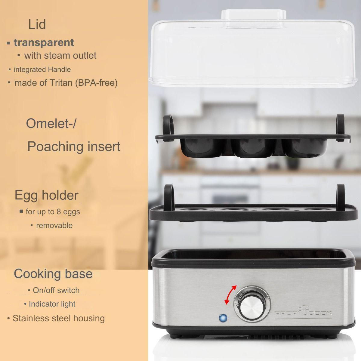 Profi Cook Βραστήρας Αυγών 8 Θέσεων 400W Γκρι - Image 6