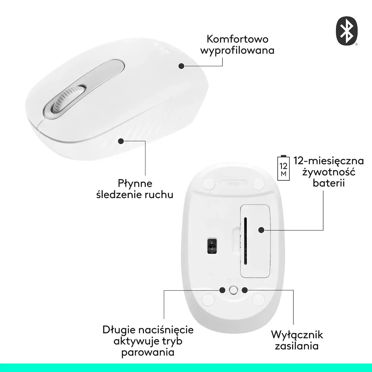 Logitech M196 Ασύρματο Bluetooth Ποντίκι Off White - Image 8