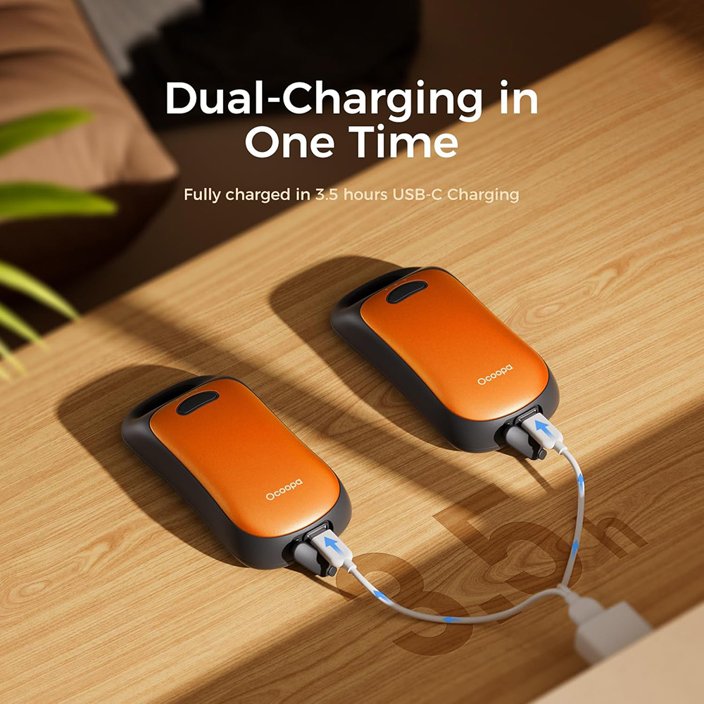 Ocoopa Hand Warmer Ut4 Urban Ut3061 Og Usb-c Ip45 Adjustable Heat Magnetic Strap 2x 3000mah Orange - Image 3