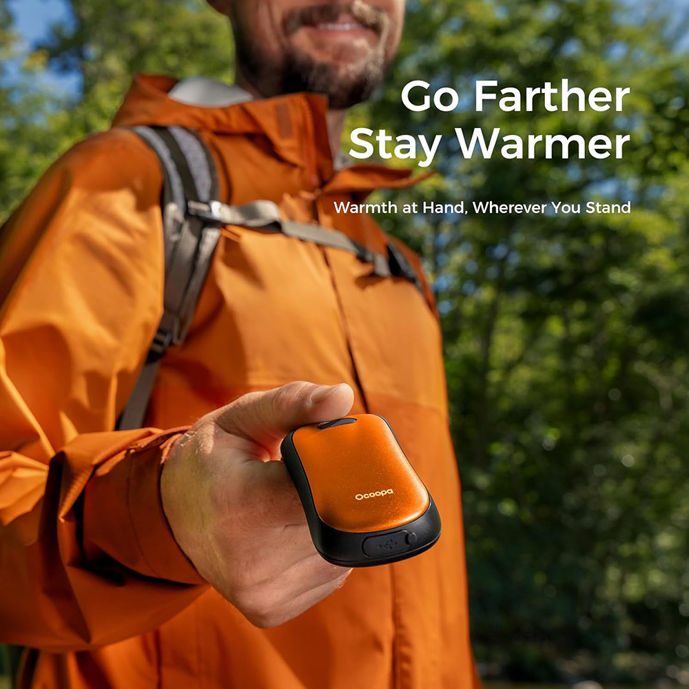 Ocoopa Hand Warmer Ut4 Urban Ut3061 Og Usb-c Ip45 Adjustable Heat Magnetic Strap 2x 3000mah Orange - Image 4