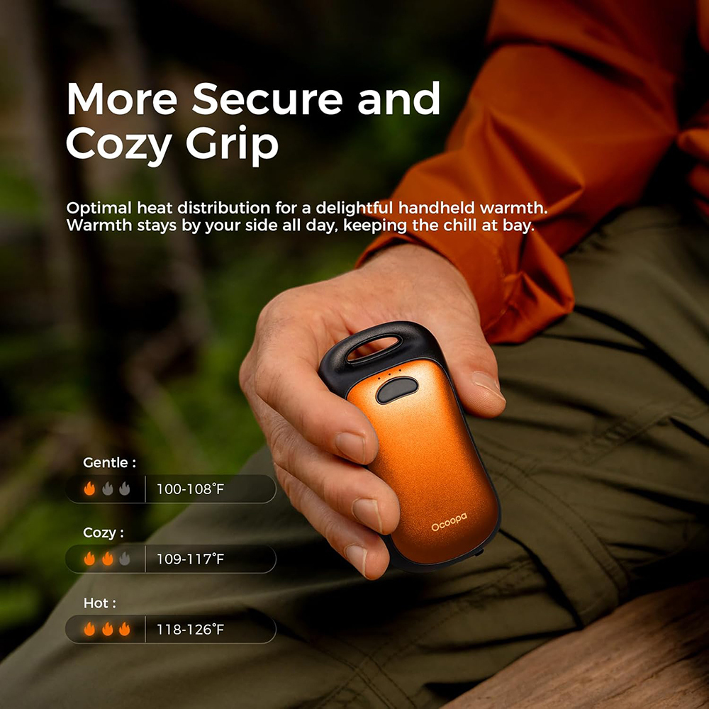 Ocoopa Hand Warmer Ut4 Urban Ut3061 Og Usb-c Ip45 Adjustable Heat Magnetic Strap 2x 3000mah Orange - Image 5