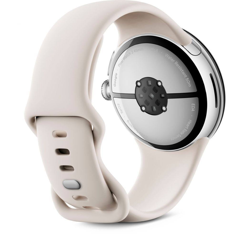Google Pixel Watch 3 Aluminium 45mm Αδιάβροχο με Παλμογράφο (Polished Silver Aluminum case / Porcelain Active Band) - Image 3