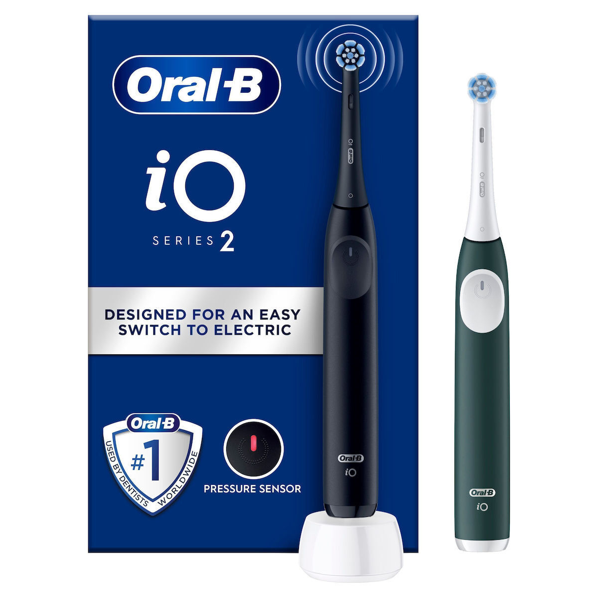 Oral-B iO Series 2 Ηλεκτρική Οδοντόβουρτσα με Αισθητήρα Πίεσης και Θήκη Ταξιδίου Night Black / Forest Green - Image 2