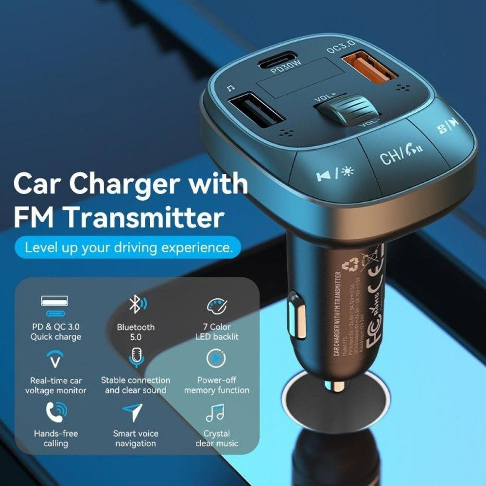 Vention FM Transmitter Αυτοκινήτου Fflb0 με Type-C / USB - Image 3