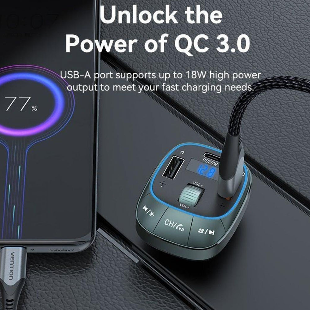 Vention FM Transmitter Αυτοκινήτου Fflb0 με Type-C / USB - Image 4