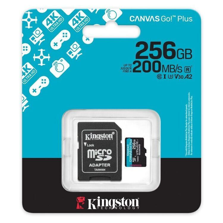 Kingston Canvas Go Plus microSDXC 256GB Class 10 U3 V30 A2 UHS-I με αντάπτορα - Image 3