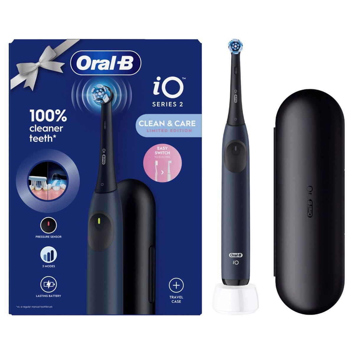 Oral-B iO Series 2 Ηλεκτρική Οδοντόβουρτσα με Αισθητήρα Πίεσης και Θήκη Ταξιδίου Μαύρη