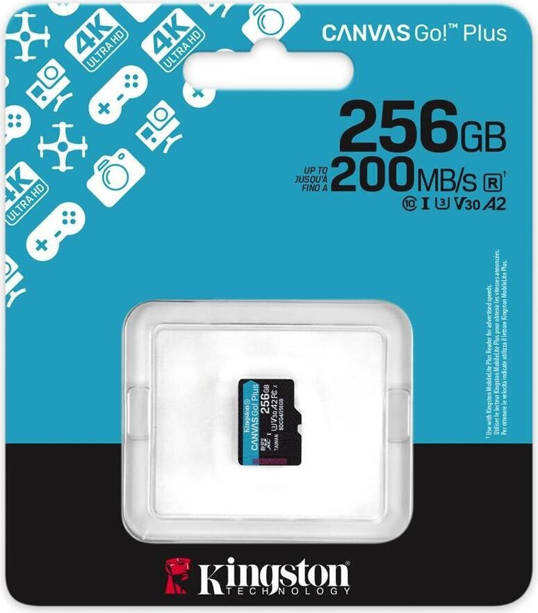 Kingston Canvas Go Plus microSDXC 256GB Class 10 U3 V30 A2 UHS-I με αντάπτορα - Image 3