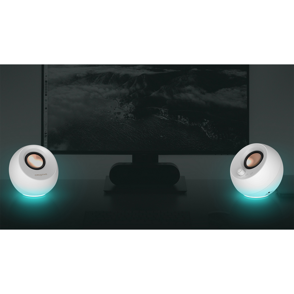Creative Pebble Pro Ηχεία Υπολογιστή 2.0 με RGB Φωτισμό και Bluetooth Ισχύος 20W σε Λευκό Χρώμα - Image 4