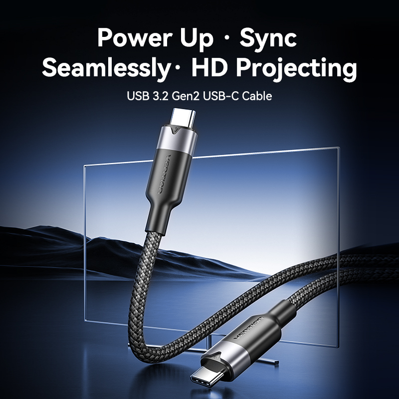 Vention It Cable Usb-c 3.2 Gen2 M-m 1.0m Braided Aluminum Black Trgbf - Image 4