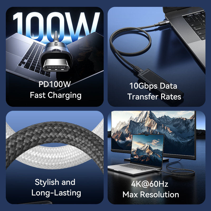 Vention It Cable Usb-c 3.2 Gen2 M-m 1.0m Braided Aluminum Black Trgbf - Image 5