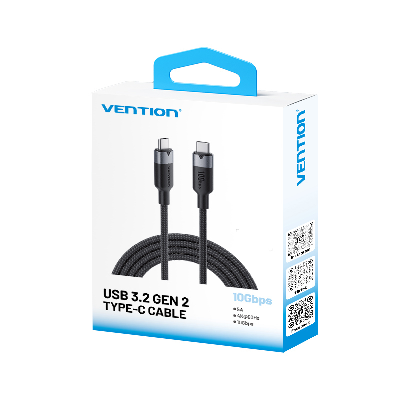 Vention It Cable Usb-c 3.2 Gen2 M-m 1.0m Braided Aluminum Black Trgbf - Image 13