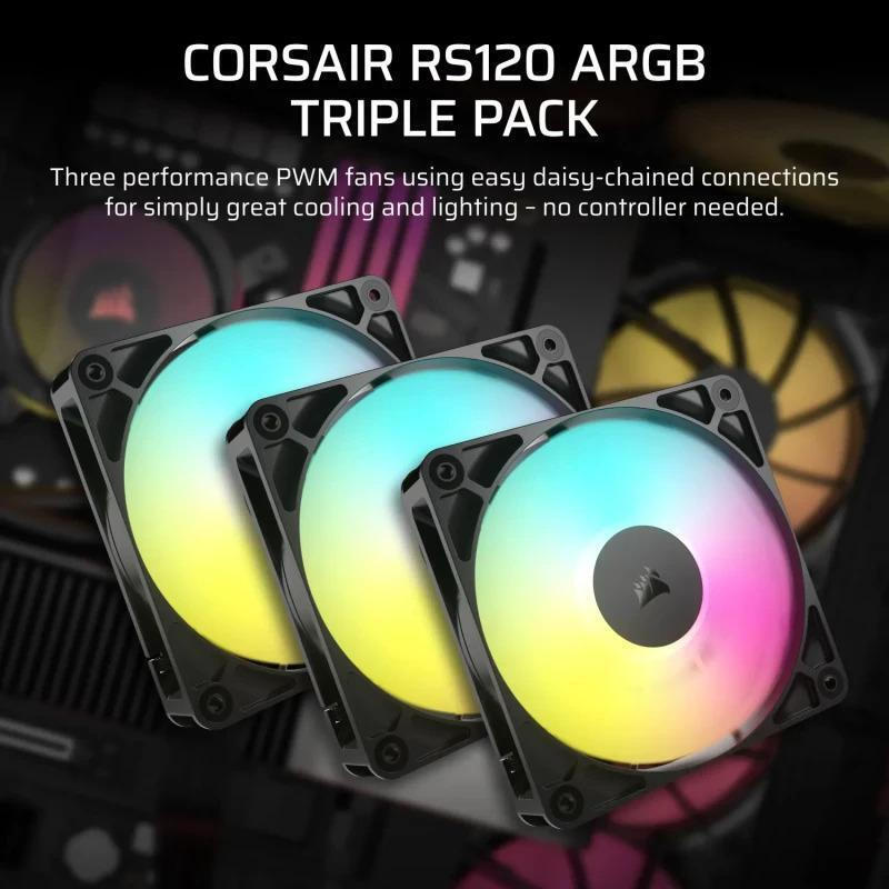 Corsair RS120 Case Fan με ARGB Φωτισμό και Σύνδεση 4-Pin PWM 3τμχ - Image 6