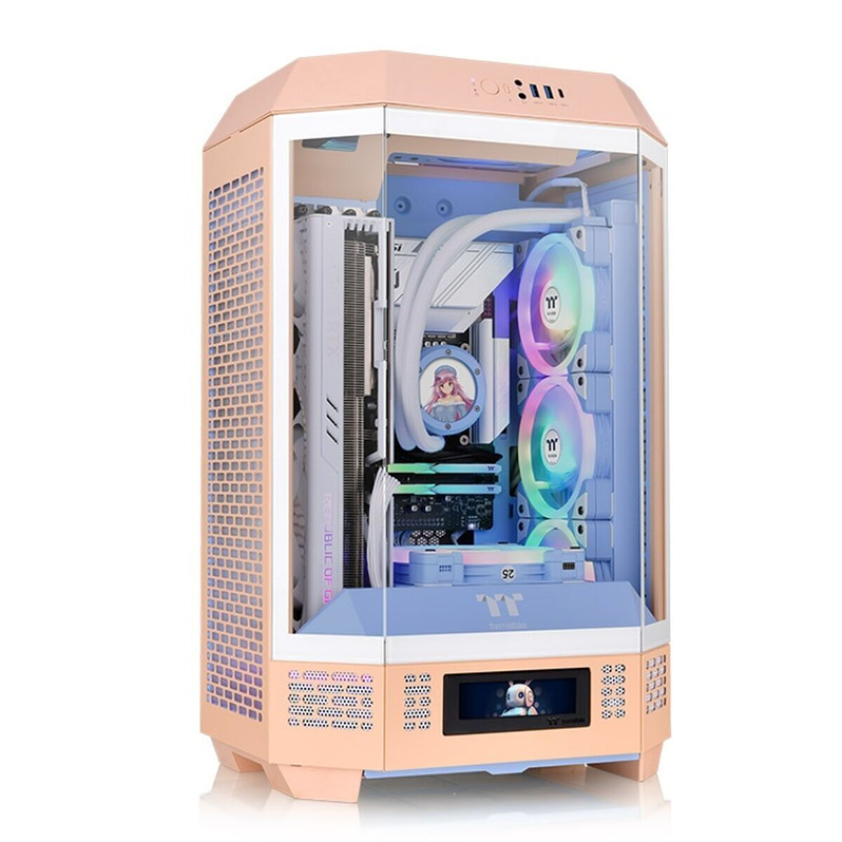 Thermaltake The Tower 300 Micro Tower Κουτί Υπολογιστή με Πλαϊνό Παράθυρο και RGB Φωτισμό Peach Fuzz