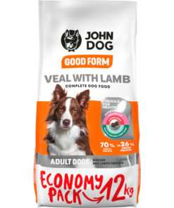John Dog Good Form 12kg Ξηρά Τροφή χωρίς Γλουτένη για Ενήλικους Σκύλους Μεσαίων & Μεγαλόσωμων Φυλών με Αρνί και Μοσχάρι