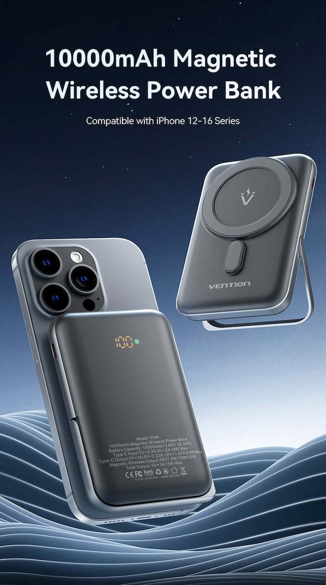 Vention FHNW0 MagSafe Power Bank 10000mAh 20W με Θύρα USB-C Power Delivery Λευκό - Image 4
