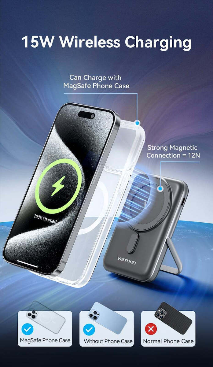 Vention FHNW0 MagSafe Power Bank 10000mAh 20W με Θύρα USB-C Power Delivery Λευκό - Image 6